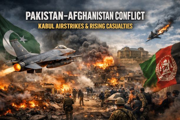 Fighter jets over Kabul amid Pakistan–Afghanistan conflict and rising casualties.
